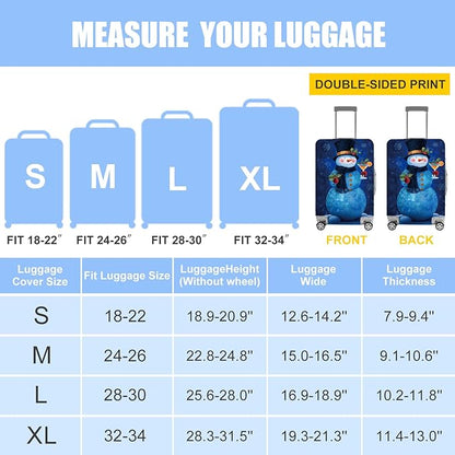 Blue Snowman Luggage Cover, Washable Christmas Suitcase Cover, Travel Suitcase Protector Anti-scratch Bag Cover Holiday Travel Christmas Gift,XL