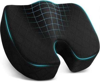 TushGuard Seat Cushion, Office Chair Cushions, Car Seat Cushion, Non-Slip Sciatica & Back Coccyx Tailbone Pain Relief Chair Pad for Computer Desk, Wheelchair, Driving (Black, X-Large)