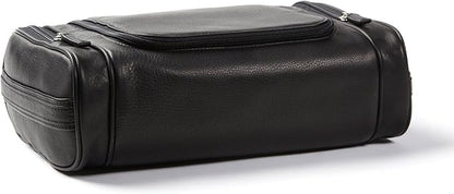 Leatherology Black Onyx Hanging Toiletry Kit – Full Grain Leather Travel Organizer with Hanger and Multiple Storage Compartments