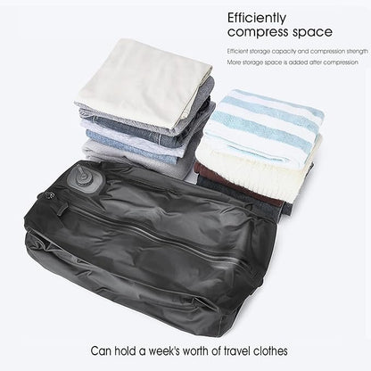 Vacuum Bags for Travel Organiser Packing Bag for Carry-On Luggage Backpack Suitcase Reusable Vacuum Seal Save Space Compression Bag with Built-in Pump & USB-C Charging waterproof Storage Bags(Khaki)