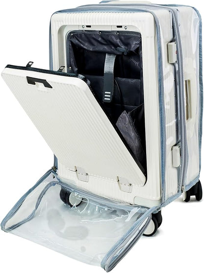 Clear Carry On Luggage Cover, No Disassembly, 24 Inch with Front Pocket Zipper, PVC Plastic Material, Travel Waterproof Transparent Suitcase Protector