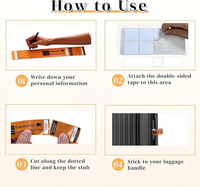 1000 Tags Luggage Tags for Suitcases | Hotels Baggage Claim Check for Bag with Transfer Tape & Serial Numbering, A Marker & Double-Sided Tape | Hotel Luggage Claim Bulk Ticket, Orange