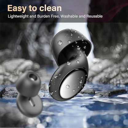 Ear Plugs, 35dB Silicone Earplugs with 4 Eartips and Carrying Case, Reusable Noise-Reducing Earplugs for Sleep, Everyday Noise Relief with Clear Speech for Sleep, Work, Study, Focus, Black