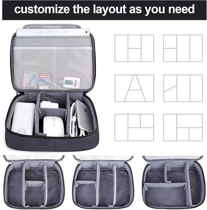 BUBM Electronic Organizer, Double Layer Travel Gear Bag for Cables, Plugs, Flash Hard Drive, Power Bank and More--a Sleeve Pouch for iPad (Large, Black)