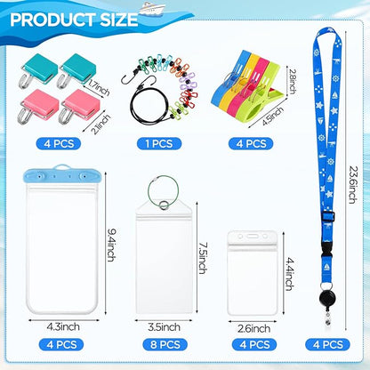 Cruise Ship Essentials, Cruise Must Haves Kits Including Non-Surge Power Strip, Lanyards for Cruise Ship Cards, Luggage Tags, Magnetic Hooks, Clothesline and Clips for All Cruise Lines