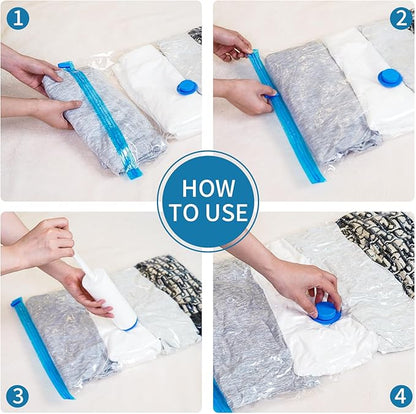 Vacuum Seal Bags for Clothing Travel with pump,15 Pack Compression Packing Cubes for clothes,Space Saver for Luggage & Travel Essentials,Carry-on Suitcase,Leak-Proof