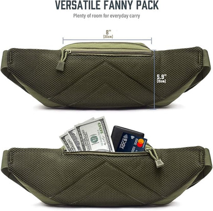 Tactical Fanny Pack for Men & Women, Concealed Carry Fanny Pack for Men, Adjustable Waist Bag, Compact Travel Belt Bag, CCW Fanny Pack with U.S Flag Patch