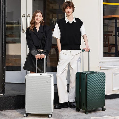 mixi 20 Inch Expandable Carry On Luggage PC Hard Shell Suitcase Top Opening Rolling Travel Suitcases with Spinner Wheels & TSA Lock, Blackish Green