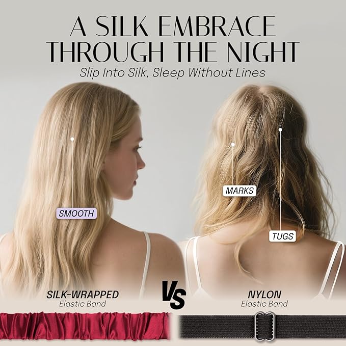 OLESILK Silk Sleep Mask Eye Mask Blindfold with Double Layer Silk Filling and Elastic Strap for Full Night's Sleep, Travel and Nap, Soft Eye Cover Eyeshade with Luxury Bag and Ear Plugs, Red