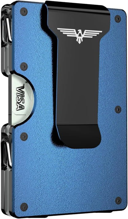 Minimalist Wallet for Men, Metal Wallet with Money Clip, Slim Compact Wallet, RFID Blocking Card Holder, Metal Aluminum Credit Card Holder, Holds up to 20 Cards