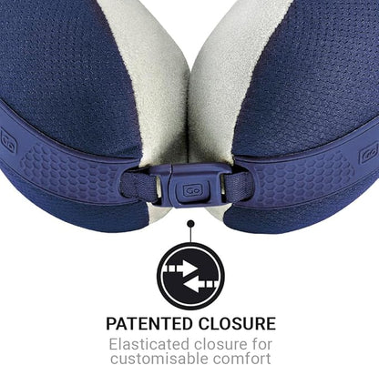 American Dreamer, Deluxe Travel Pillow, Comfortable Memory Foam Neck Pillow for Uninterrupted Sleep, Ideal for Airplane, Bus, Car, and Train, Travel Essentials, Made in USA, Dark Blue