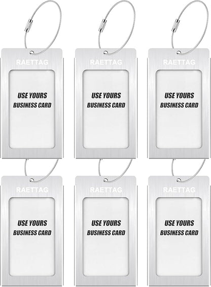Luggage Tags Metal Suitcase Tags Travel Bag ID Identifier Luggage Tag (Silver 6-Pack)