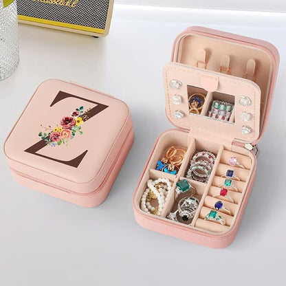 Parima Pink Initial Jewelry Case - Employee Appreciation Gift, Thank You Gift for Her, Letter Z, Pink Jewelry Box