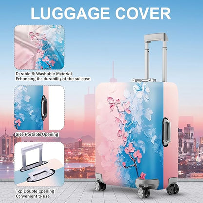 ANNA QUEEN Elegant Cherry Blossom Luggage Cover, Beautiful Floral Art Design, Stretchable, Washable Travel Sleeve for 20-34 Inch Luggage