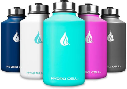 HYDRO CELL Stainless Steel Insulated Water Bottle with Straw - For Cold & Hot Drinks - Metal Vacuum Flask with Screw Cap and Modern Leakproof Sport Thermos for Adults (Teal 64oz)