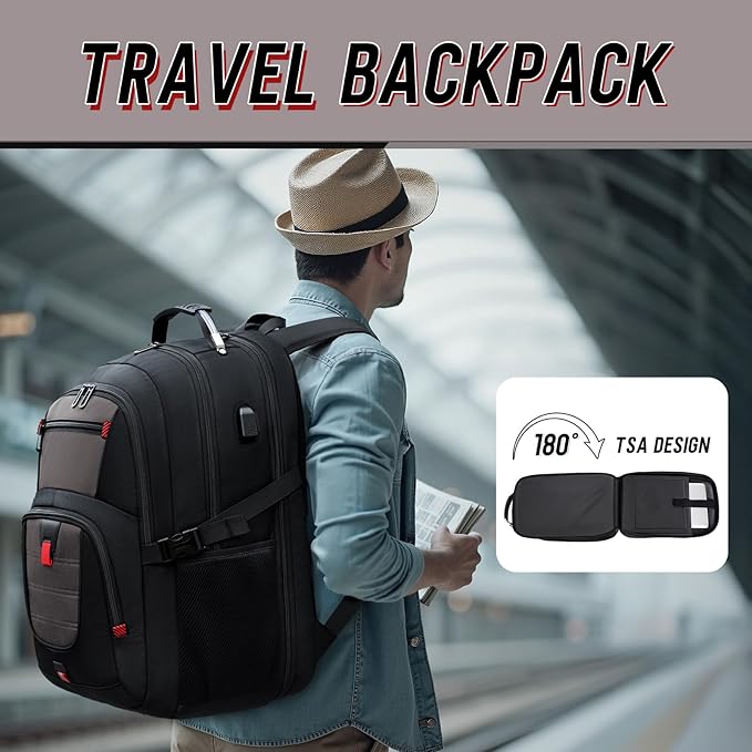 Z-MGKISS Travel Backpack, TSA Airline Approved, Travel Laptop Backpack with USB Charging Port, Extra Large
