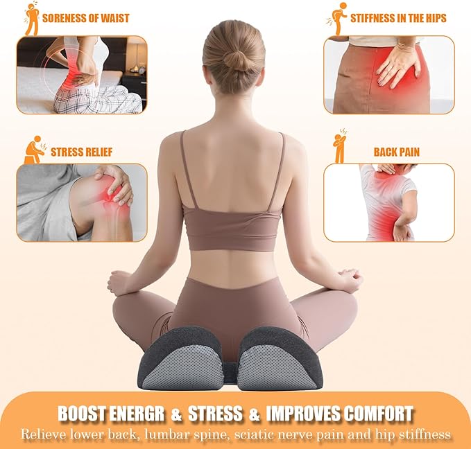 CXC Gel Seat Cushion for Office Chair: 4-Zone Pressure Relief Memory Foam Pad with Cooling Tech - Sciatica Pain Relief Pillow | Desk Chair, Wheelchair, Floor Sitting, Long Driving & Classroom Use