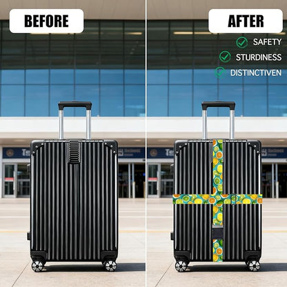 Nuxovilar Luggage Straps of 2 Set Citrus Fruits Pattern, 1.96x90.5 inches - Luggage Straps for Suitcases, Suitable for Summer Trips, Beach Vacations, Family Travel
