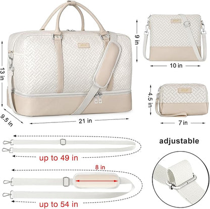 IBFUN Weekender Bags for Women, 21" Weekender Travel Bag, Travel Duffle Bag with Shoe Compartment Carry on Overnight Duffel Bag for Weekend Travel Business Trip, 3PCS