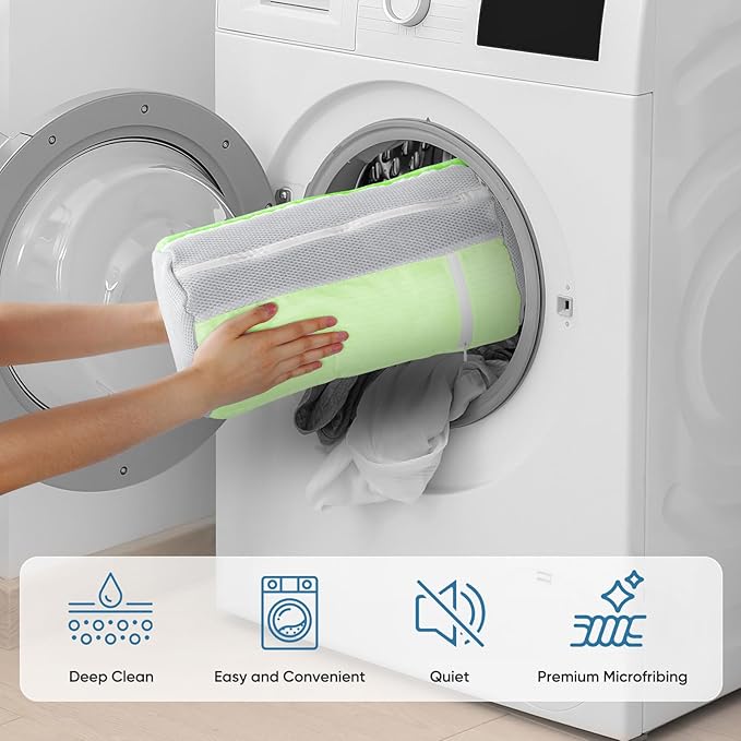 Shoe Washing Bag 2Pack - Reusable Shoe Laundry Bag with Mesh Socks Washer Machine Bag - 360°Deep Protective Cleaning Bags for Sneakers Delicate Footwear - Home Dorm Travel Essentials, Green