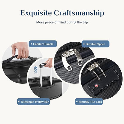 NEWBULIG Suitcases Spinner Wheels Lightweight Expandable Travel Hard Shell Luggage with TSA Lock, Black, 3-PCS Set (20/24/28 Inch)