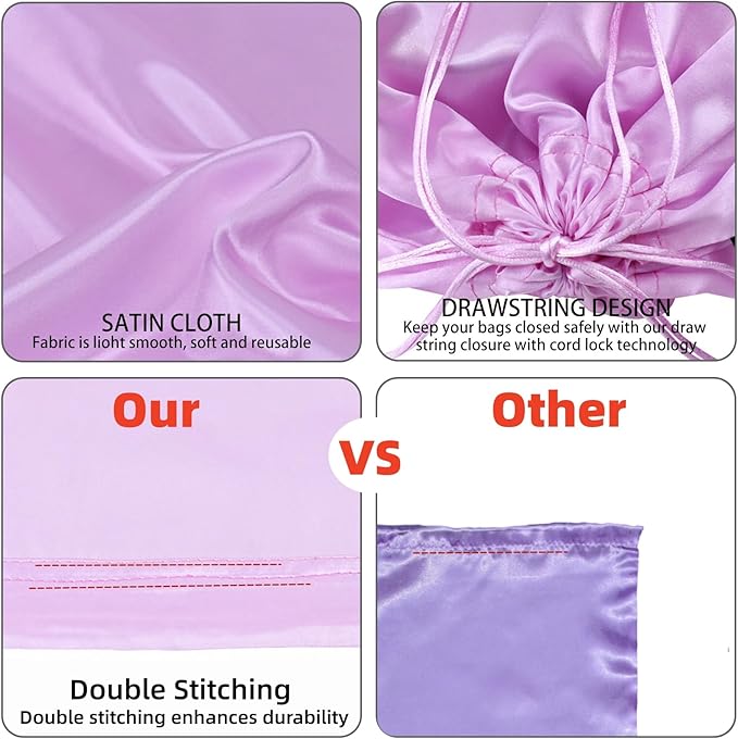 12 Pack Dust Bags for Handbags, Silk Cloth Bag With Drawstring Large Travel Storage Pouch for Handbag Purse Shoes Boots