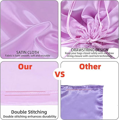 12 Pack Dust Bags for Handbags, Silk Cloth Bag With Drawstring Large Travel Storage Pouch for Handbag Purse Shoes Boots