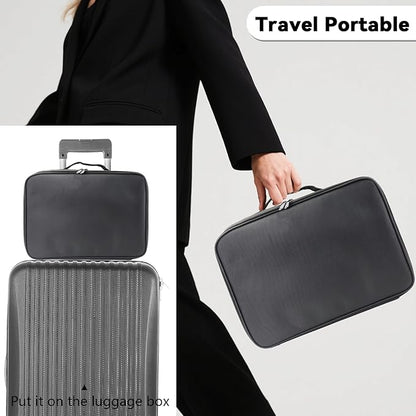 Travel Makeup Bag Makeup Cosmetic Train Case Organizer Portable Storage Bag with Adjustable Dividers for Cosmetics Makeup Brushes Toiletry Jewelry Black Medium