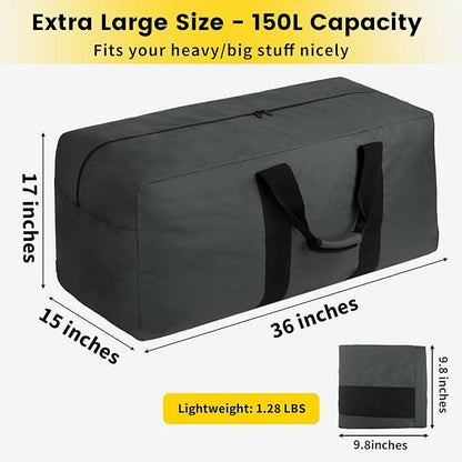 Vorspack Extra Large Duffle Bag for Travel - 150L Duffel Bag for Men Gear Bag for Storage Foldable Weekender Bag for Overnight Camping - Grey