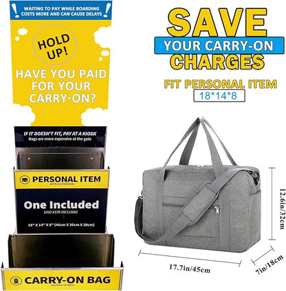 For Spirit Airlines Personal Item Bag 18x14x8 with Wet Pocket Foldable Travel Duffel Bag Underseat Carry on for Men & Women