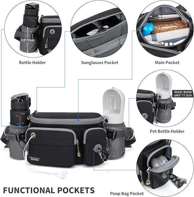 TUDEQU Hiking Fanny Pack for Men Women Large Hiking Waist Packs Adjustable Mens Fanny Pack Crossbody with Water Bottle Holders Waist Bag for Men for Travel Running Cycling