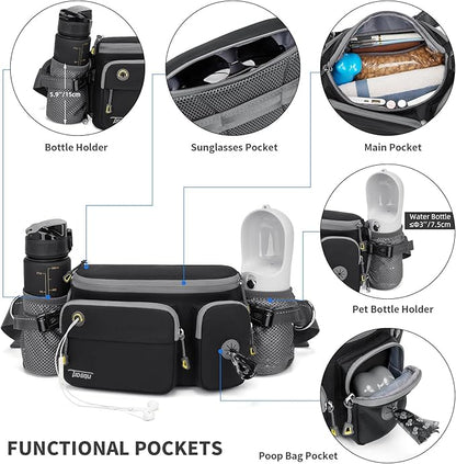 TUDEQU Hiking Fanny Pack for Men Women Large Hiking Waist Packs Adjustable Mens Fanny Pack Crossbody with Water Bottle Holders Waist Bag for Men for Travel Running Cycling