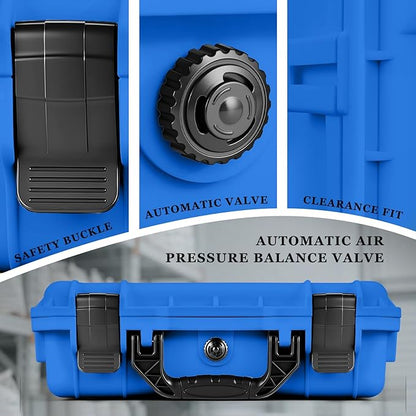 1 Pcs 11.3 x 8.7 x 4.2 Inch Waterproof Hard Case with DIY Customizable Foam Insert Portable Protective Case with Knife for Camera Drones Equipments Tools Test Instruments (Blue)