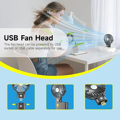 HandFan 10400mAh Handheld Fan Rechargeable, 40Hrs Long-Lasted Hand Fan, Mini Personal Fans Foldable, Heavy Duty Battery Fans Portable for Travel Beach Concerts Cruise Makeup(Clear Blade)