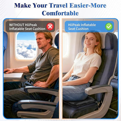 HiiPeak Inflatable Stadium Seat Cushion, Compact Hand Press Stadium Seats Pad Bleacher Seat Chair Cushion Pad for Airplane Travel Camping Backpacking Sports Events(Black)