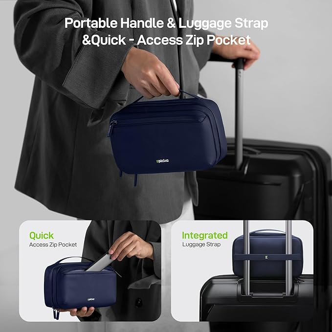 EPICKA Electronics Organizer Travel Case - Cable Organizer Bag for Travel Accessories, Tech Pouch for Cords, Charger, Adapter, Cables, Power Bank, Waterproof Storage Bag with Luggage Strap, Navy