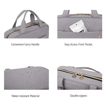 BAGSMART Toiletry Bag Travel Bag with Hanging Hook, Water-resistant Makeup Cosmetic Bag Travel Organizer for Accessories, Shampoo, Full Sized Container, Toiletries (Medium-Grey)