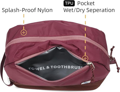 Travel Toiletry Bag 8L for Women, Large Packing Cube with Waterproof TPU Wet/Dry Compartment (02 Valkyrie Red)