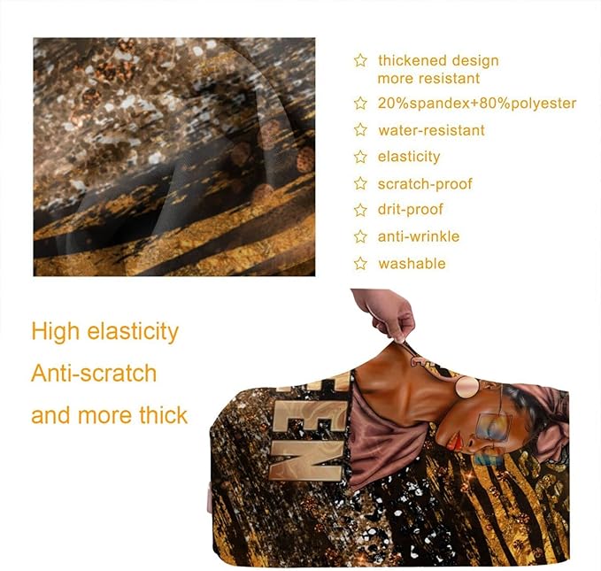 Travel Suitcase Protector African American Girl Elastic Protective Washable Luggage Cover With Concealed Zipper Suitable For 18-32 Inch (XL (for 29--32 inch luggage))