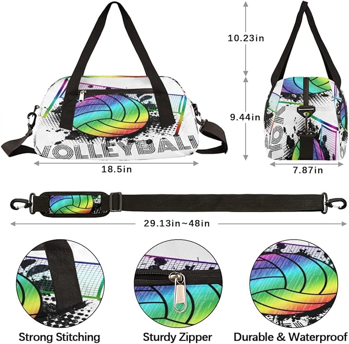 Volleyball Sport Ball Gym Duffle Bag for Kids,Sports Bag for Teens Boys & Girls Small Waterproof Overnight Weekender Carry School Practice Travel Bag