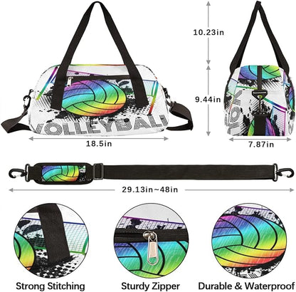 Volleyball Sport Ball Gym Duffle Bag for Kids,Sports Bag for Teens Boys & Girls Small Waterproof Overnight Weekender Carry School Practice Travel Bag