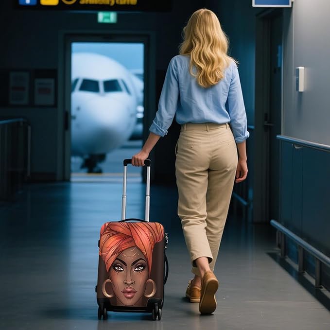 WUJIAONIAO Travel Luggage Cover Baggage Suitcase Cover Protector Skins 18-32 Inch (Brown A10, M (for 22-24 inch luggage))