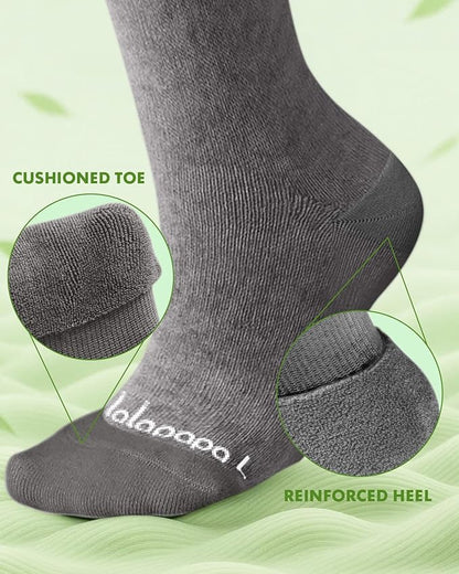 Bamboo Viscose Compression Socks for Women Men 2 Pairs 15-20mmHg Knee High Compression Socks Travel Nurse