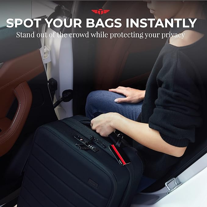 Indestructible Luggage Tags for Suitcases Stand Out with Thickest Black Metal Suitcase Tags Identifiers with Free Smart Bag Tag Recovery Included (Two Pack)