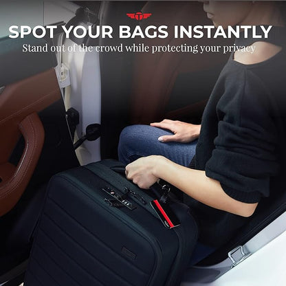 Indestructible Luggage Tags for Suitcases Stand Out with Thickest Black Metal Suitcase Tags Identifiers with Free Smart Bag Tag Recovery Included (Two Pack)