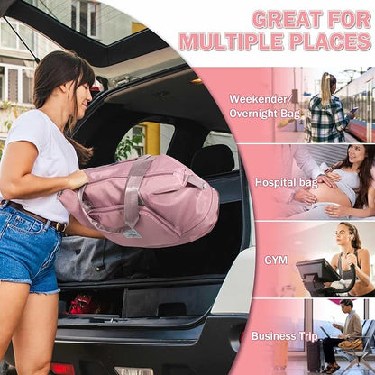 Ranslen Large Capacity Folding Travel Bag,Expansion Travel Duffel Bag with Dry and Wet Separation Portable Travel Duffel Bag