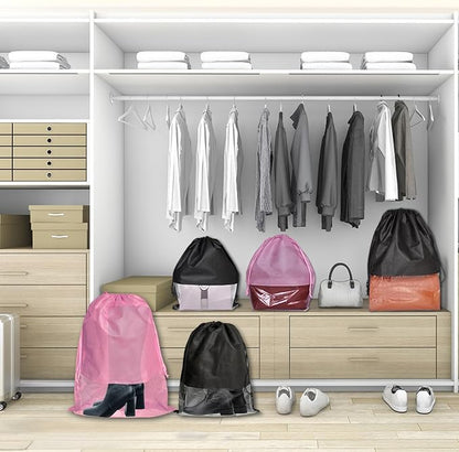 6 Pack Shoe Bags for Tall Boots, Knee High Boot Storage Bag, Non-Woven Drawstring Travel Shoe Organizer, Dust Bags for Purses and Handbags -19.6" X 23.6", Pink