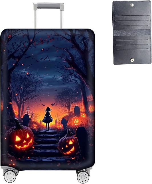 Luggage Cover Protector for 30-32 Inch Suitcases, TSA Approved Elastic Travel Suitcase Covers, Anti-Scratch Washable Luggage Sleeve for Carry On & Checked Bags, Dark Forest Girl