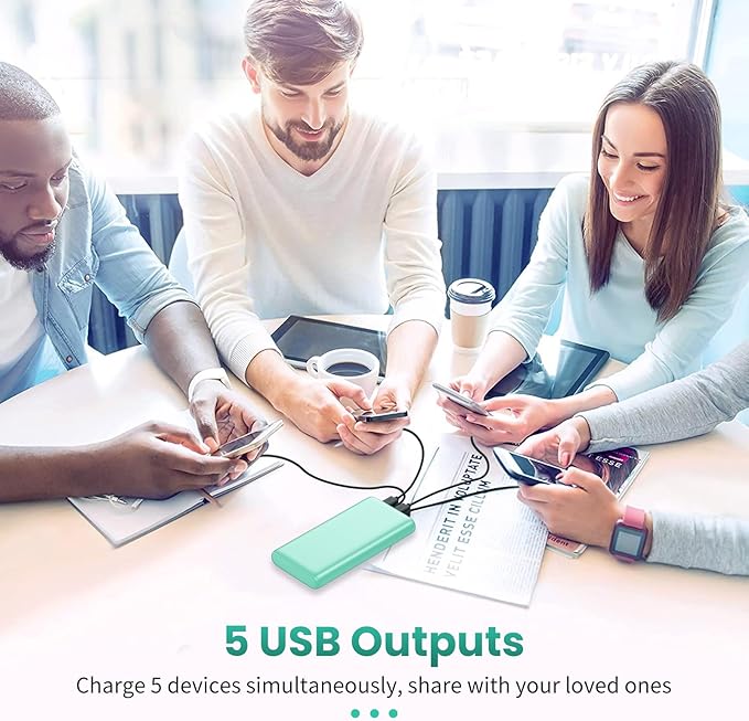 Portable Charger 38800mAh,LCD Display Power Bank,5 USB Outputs Battery Pack Backup, USB-C 3A in&out Travel Essential Portable Phone Charger For iPhone 17/16/15/14/13 Pro,Android Samsung Galaxy-Green