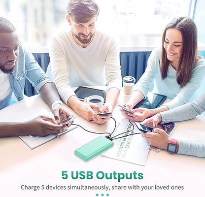 Portable Charger 38800mAh,LCD Display Power Bank,5 USB Outputs Battery Pack Backup, USB-C 3A in&out Travel Essential Portable Phone Charger For iPhone 17/16/15/14/13 Pro,Android Samsung Galaxy-Green